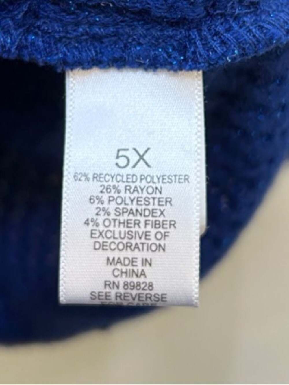 LOGO by Lori Goldstein Lace-Trim Waffle Crewneck Sweater in Sparkly Royal Blue - Picture 8 of 10